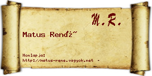 Matus René névjegykártya